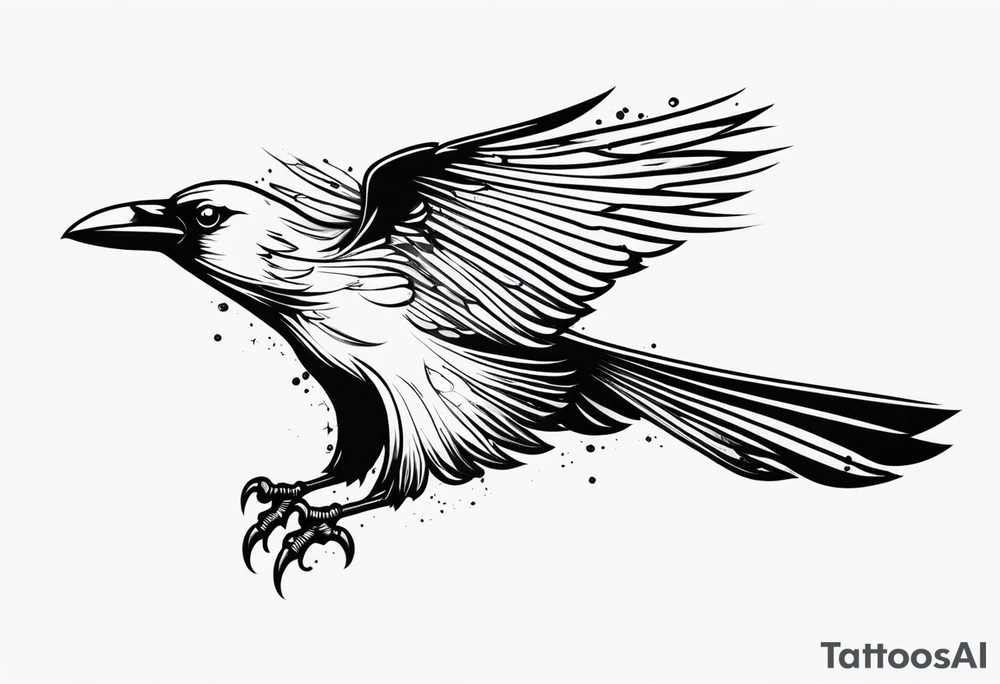 Crow gliding in air tattoo idea