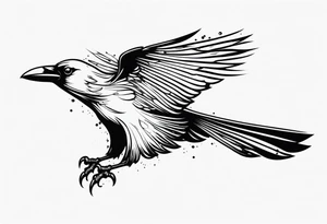 Crow gliding in air tattoo idea