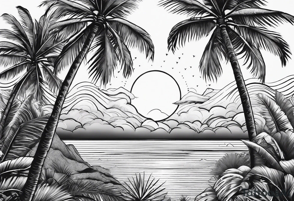 Beach Palm Trees tattoo idea