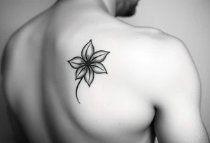 Hong kong flag, no stars inside the flower, the center of the flower is on the right elbow and wraps around the right 
arm. tattoo idea