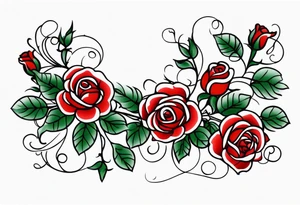 sleeve tattoo traditional style with lots of small roses on a vine tattoo idea