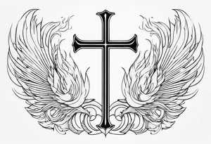 cross With phoenix tattoo idea
