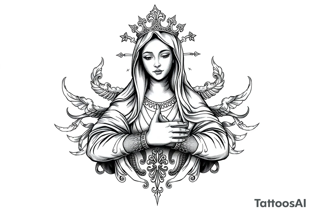Russian orthodox virgin mary crossing arms tattoo idea