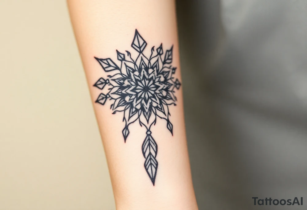 spiritual feather indian mandala shaman tattoo idea