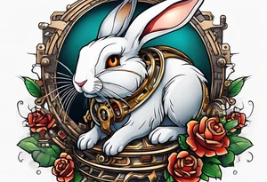 Cartoon rabbit with mechanical arms tattoo idea