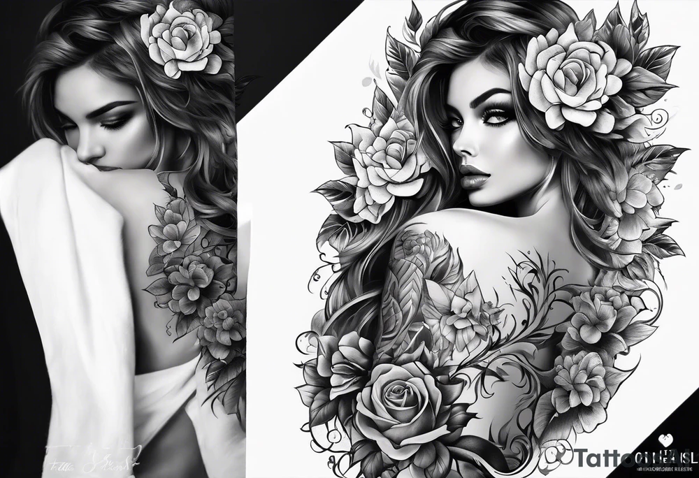 full body tattoo on the back from top to bottom on paper tattoo idea