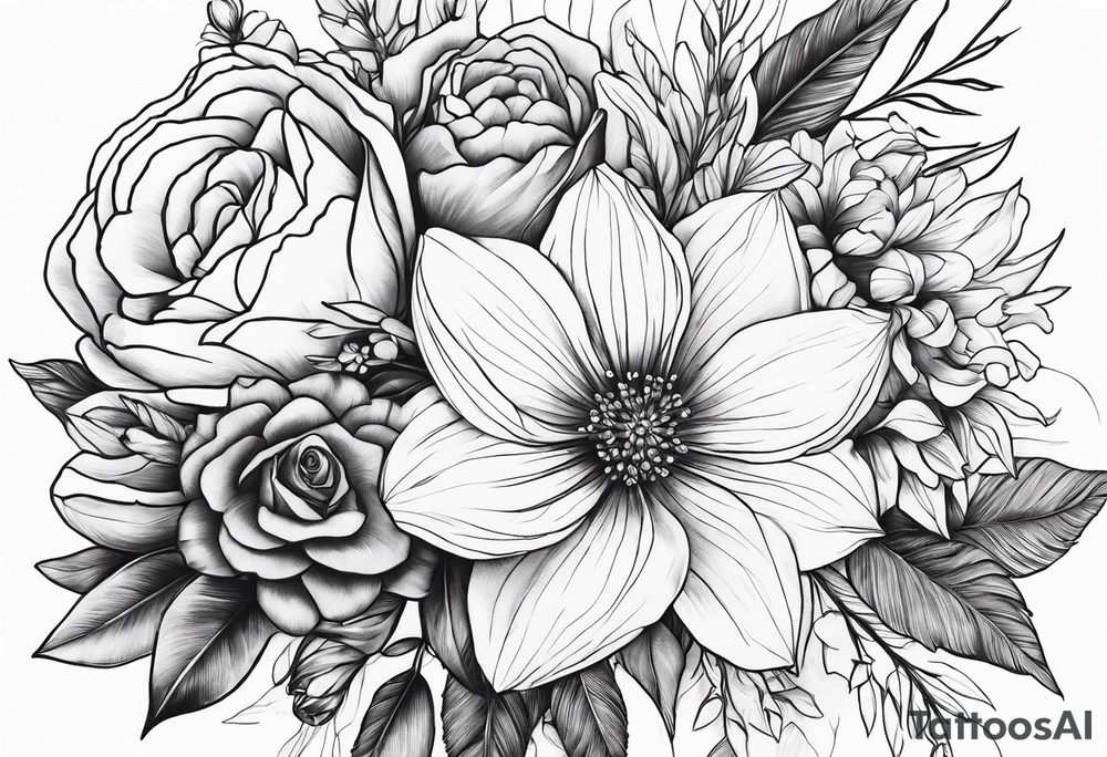 Floral Bouquet with Asher & Emmersyn tattoo idea