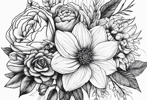 Floral Bouquet with Asher & Emmersyn tattoo idea