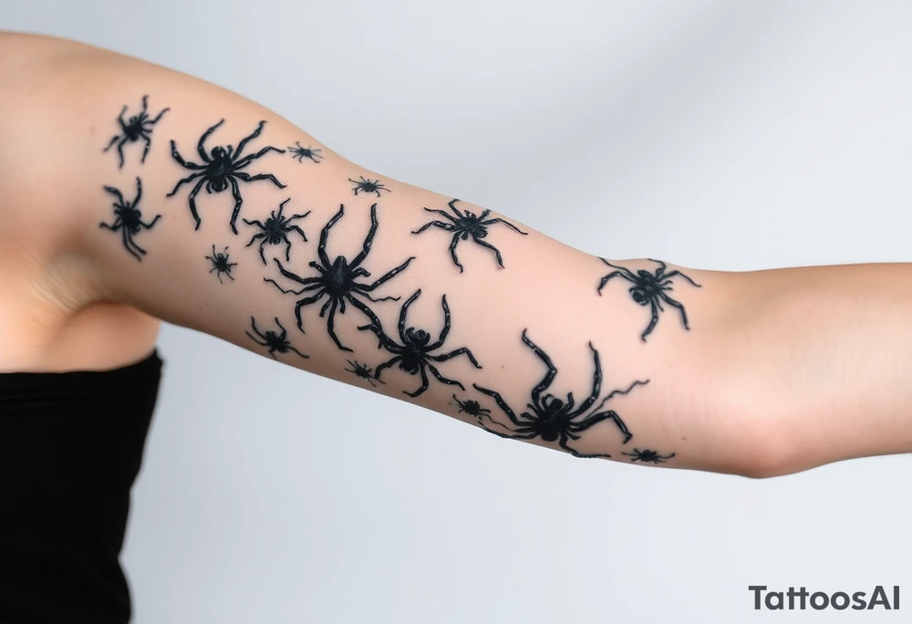 Spiders crawling down arm tattoo idea