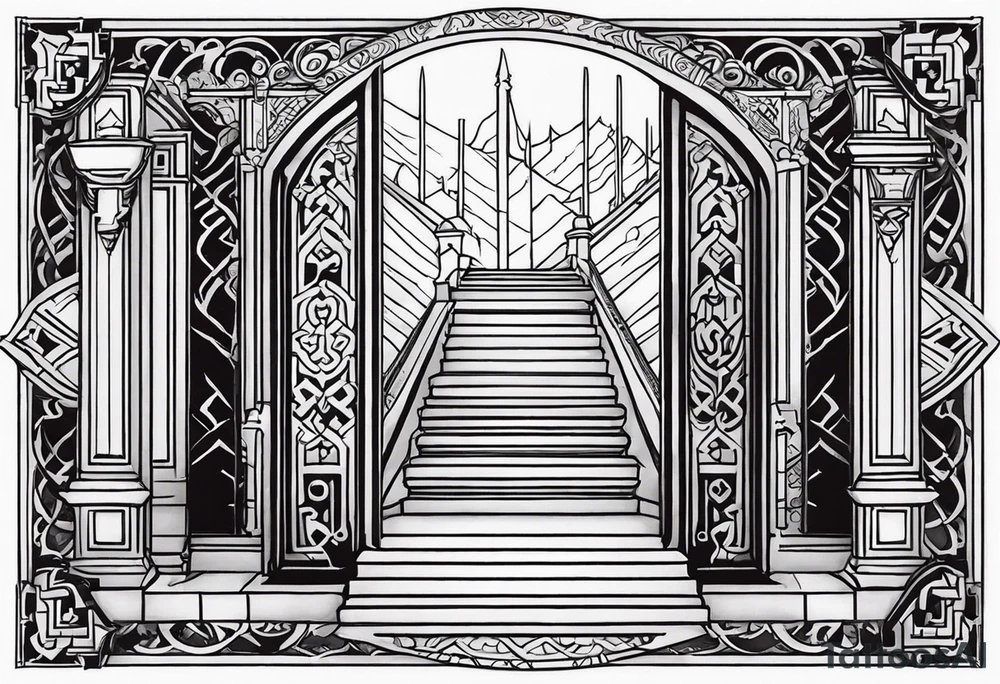 The Viking is at the bottom of the stairs that lead to the gate to Valhalla. tattoo idea