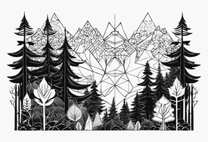 Wald silhouette mit Geometric Muster im Hintergrund tattoo idea