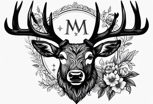 Western stag no flowers tattoo idea