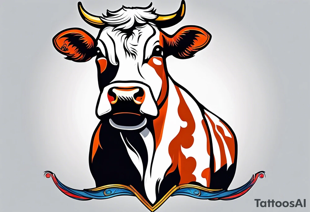 cow in a wrestling ring on two feet tattoo idea
