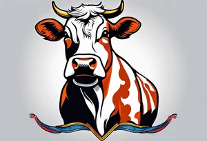cow in a wrestling ring on two feet tattoo idea