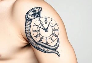 Snake wrapped around clock tattoo idea