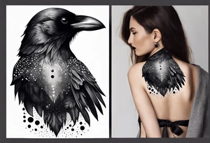 tall Raven chest facing out tattoo idea