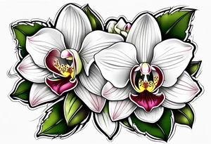 Small Cymbidium orchid rose on each side tattoo idea