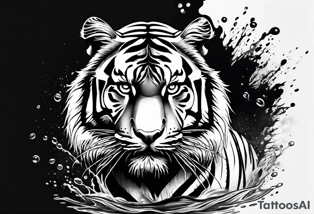 Tiger in water tattoo idea