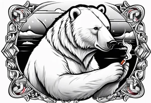 polar bear smoking cigarette tattoo idea