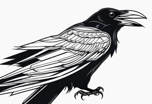 black raven with sword in mouth tattoo idea