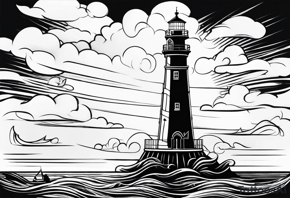 sailboat mast in the shape of a maritime lighthouse tattoo idea