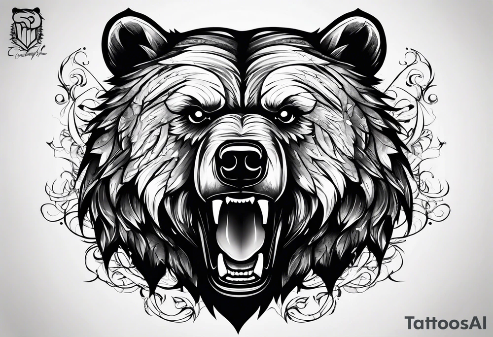 angry bear tattoo idea