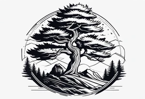 Pine tree and juniper tree tattoo idea