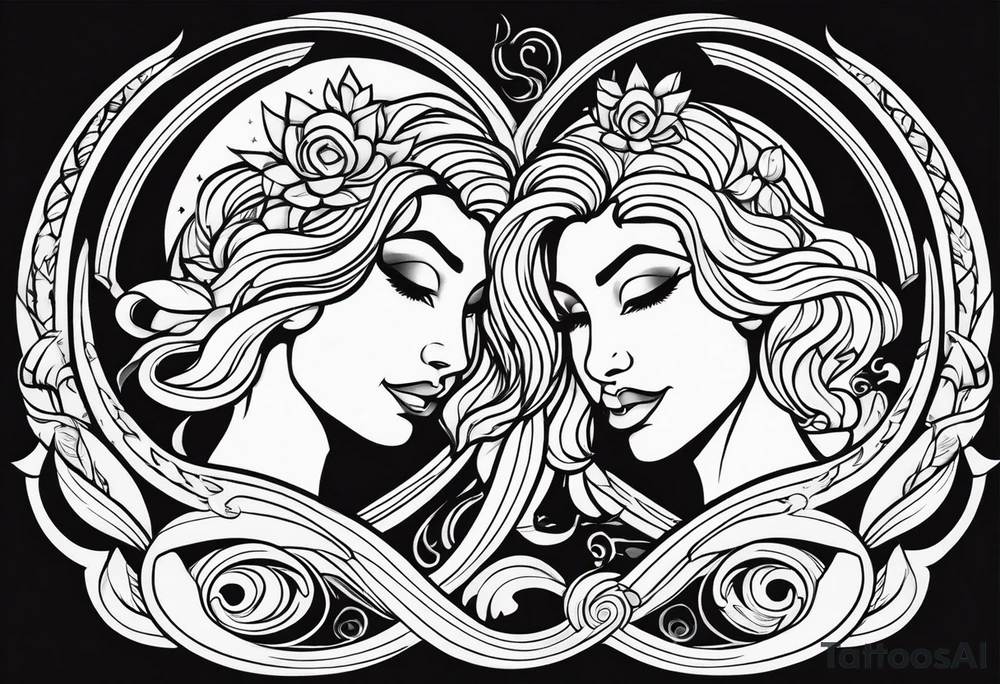 Virgo male leo female zodiac livers intertwined tattoo idea