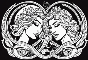 Virgo male leo female zodiac livers intertwined tattoo idea