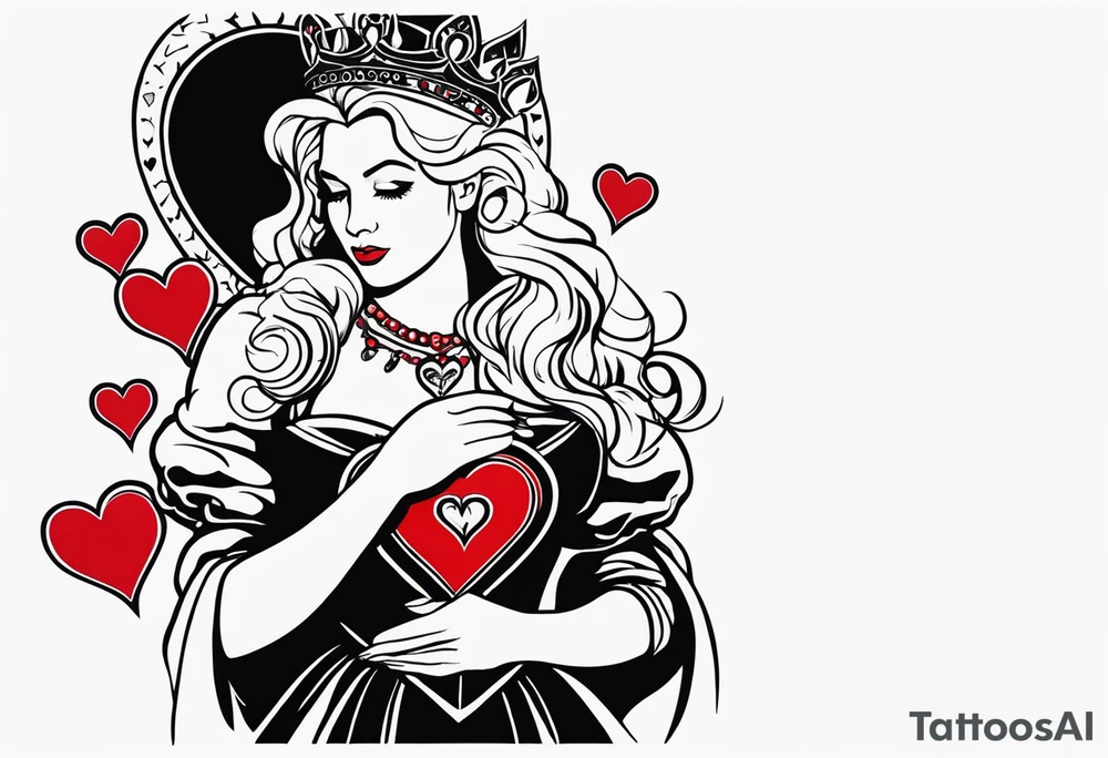 queen of hearts -on forearm - with text saying "queen starleen" tattoo idea