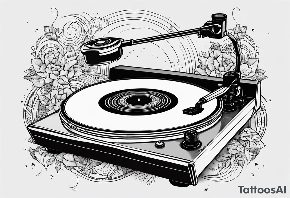 Recordplayer minimalistic fineline drawed in 2D tattoo idea Recordplayer minimalistic fineline drawed in 2D tattoo idea