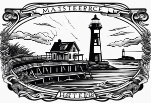 Hatteras island, lighthouse, and train tattoo idea