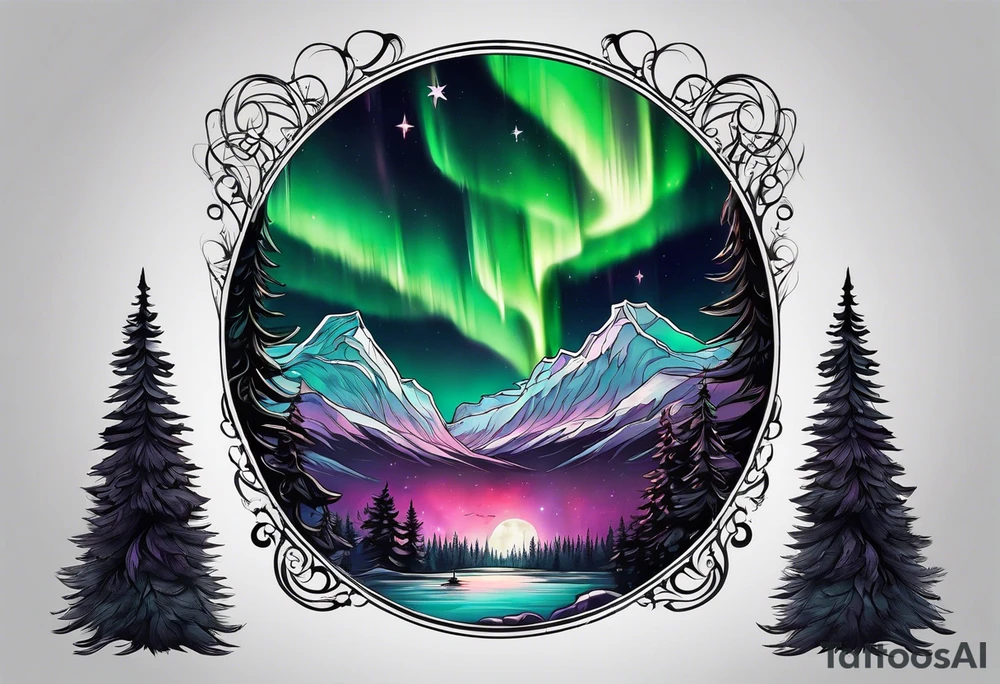 Northern lights with pennywise tattoo idea
