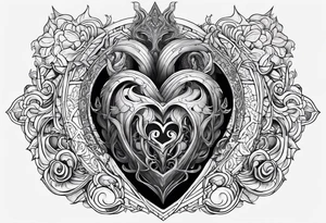 Vertical full sleeve. Lovecraftian creature, protecting a heart. tattoo idea
