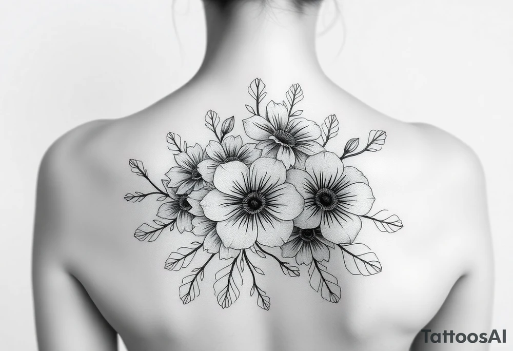 Flowers on your back woman tattoo idea