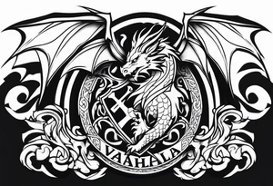 Valhalla shield dragon axe tattoo idea
