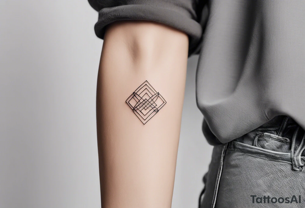 Minimalist tattoo with ultra-thin lines, where the number 22 is the main element, representing luck and eternal love with my girlfriend. The design should be subtle and elegant, with an abstract or geometric detail symbolizing our bond and special connection. Ideally in black and white, with a modern and timeless style, perfect for the forearm, chest, or behind the ear tattoo idea