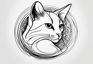 Design a simple outline tattoo of a cat stretching, embodying grace and flexibility, perfect for a subtle yet expressive design tattoo idea