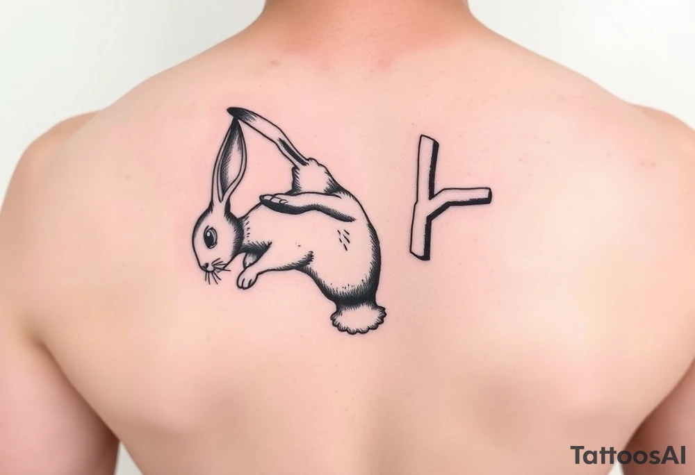 a bunny doing a back flip tattoo idea