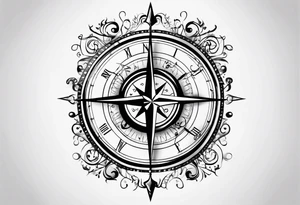 Music note compass tattoo idea