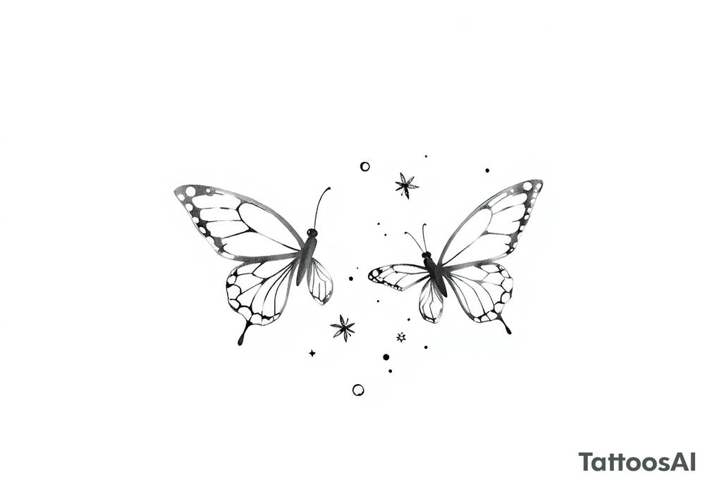 Simple butterflies with lots of sparkles and some bubbles tattoo idea