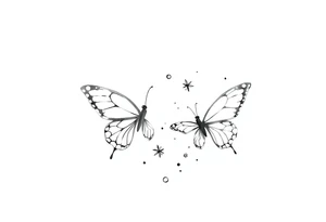 Simple butterflies with lots of sparkles and some bubbles tattoo idea