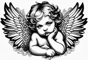 Scary baby angel tattoo idea