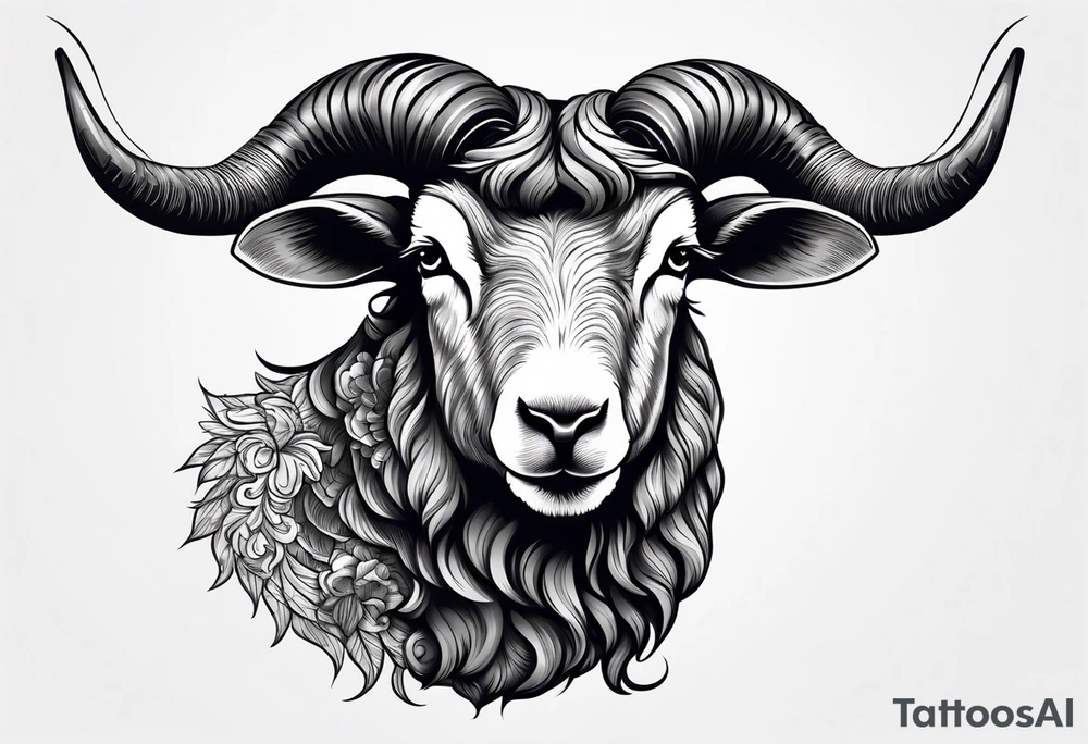 Black sheep with horns and angle wings for arm tattoo tattoo idea