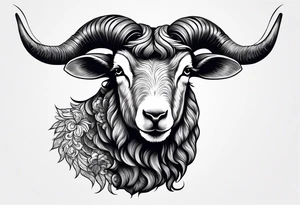 Black sheep with horns and angle wings for arm tattoo tattoo idea