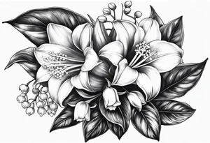 lily of the valley, angel trumpet tattoo idea