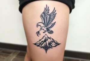 phoenix with fire and eagle over mountain tattoo idea