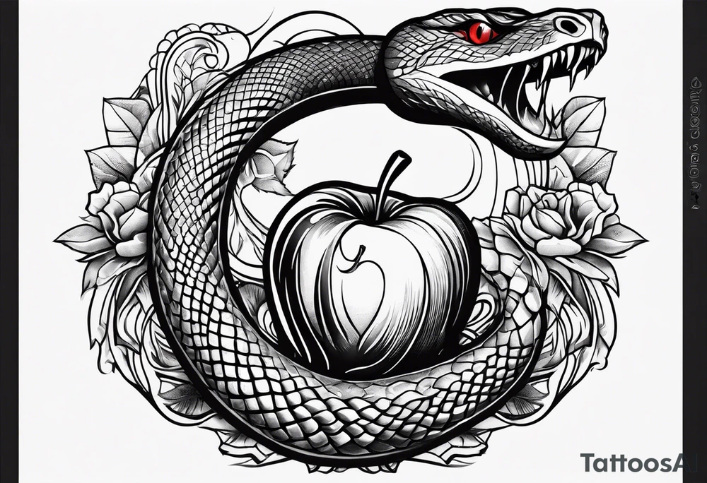 A snake with forbidden apple tattoo idea