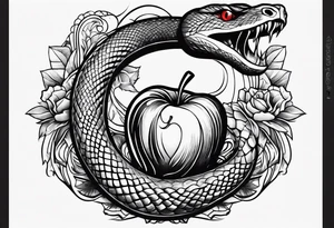 A snake with forbidden apple tattoo idea