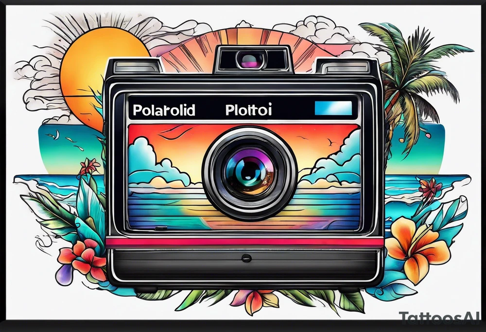 Polaroid with Aruba inside it tattoo idea